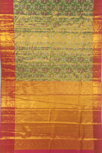 Kanchipuram Silk Tissue Jaal Green Saree