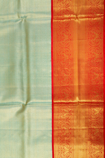 Kanchipuram Silk Tissue Brocade Sea Green Saree