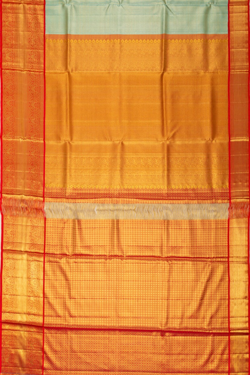 Kanchipuram Silk Tissue Brocade Sea Green Saree