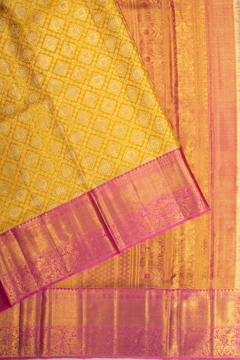 Kanchipuram Silk Tissue Brocade Gold Saree