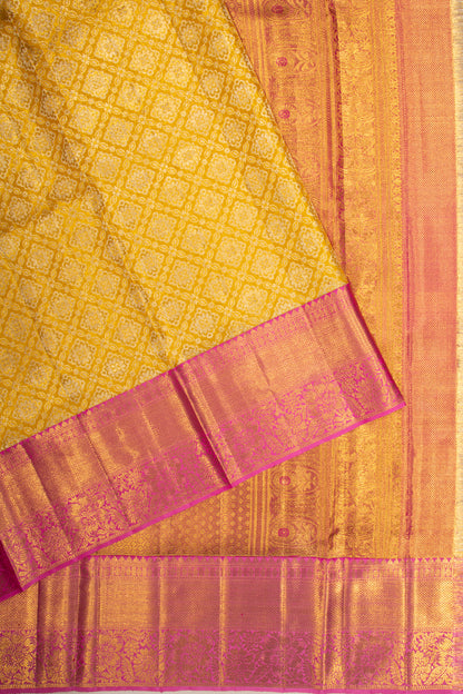 Kanchipuram Silk Tissue Brocade Gold Saree