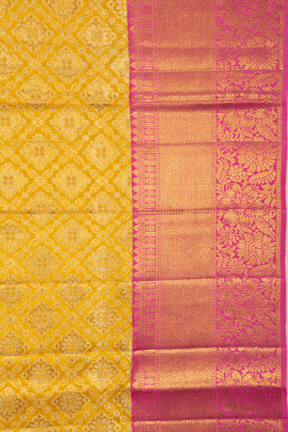 Kanchipuram Silk Tissue Brocade Gold Saree