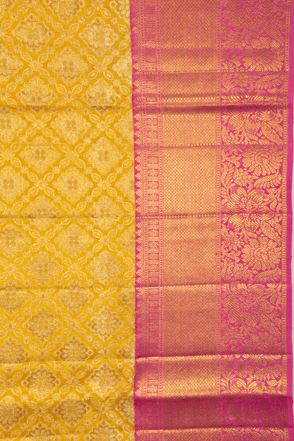 Kanchipuram Silk Tissue Brocade Gold Saree