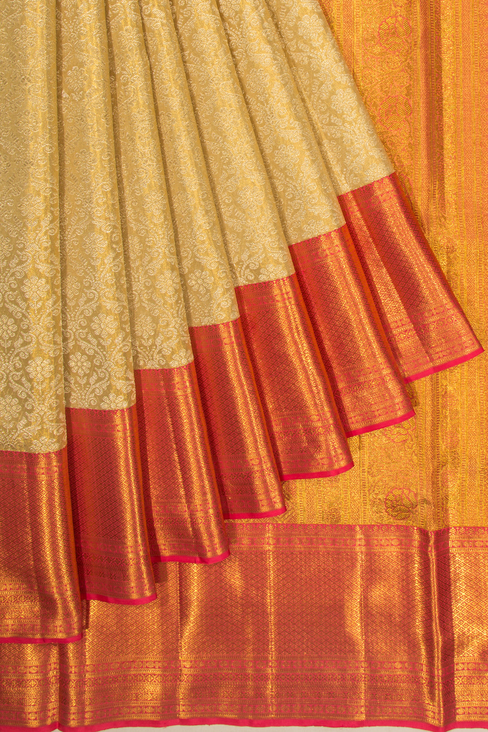 Kanchipuram Silk Tissue Brocade Gold Saree