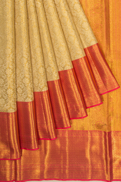Kanchipuram Silk Tissue Brocade Gold Saree