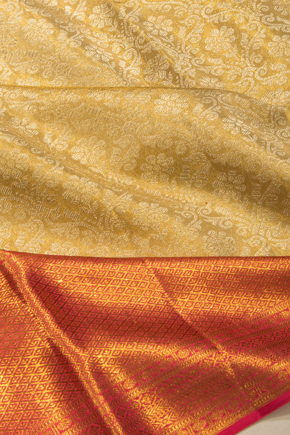 Kanchipuram Silk Tissue Brocade Gold Saree