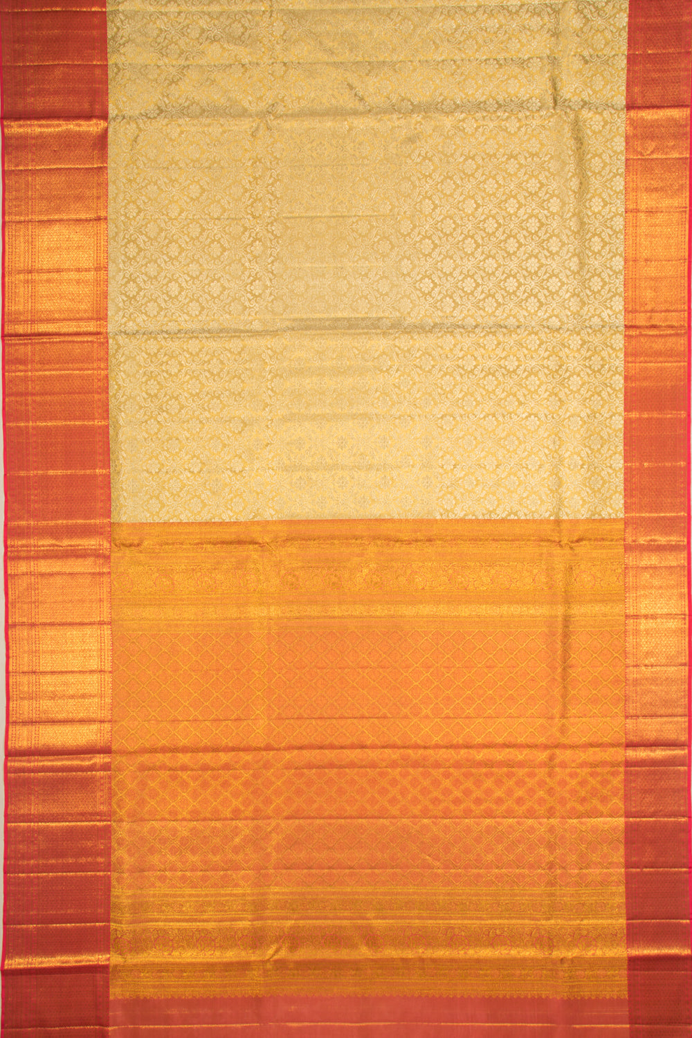 Kanchipuram Silk Tissue Brocade Gold Saree