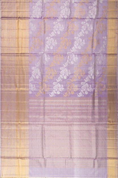 Kanchipuram Silk Tissue Lehariya Lavender Saree