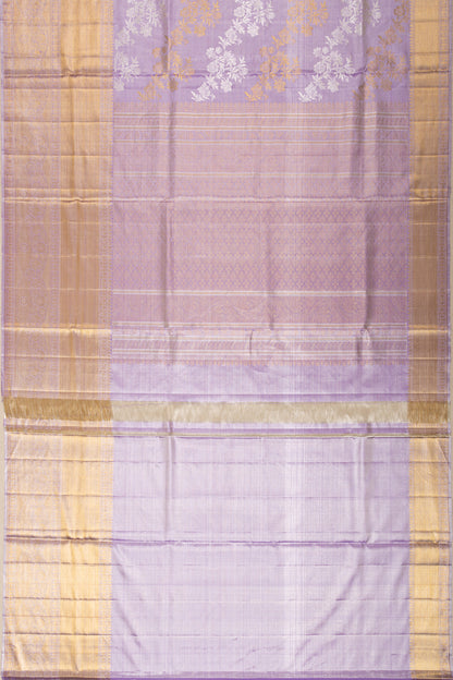 Kanchipuram Silk Tissue Lehariya Lavender Saree