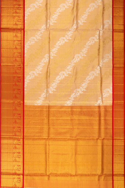 Kanchipuram Silk Tissue Lehariya Gold Saree