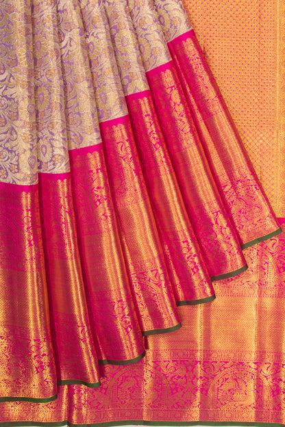 Kanchipuram Silk Tissue Brocade Lavender Saree
