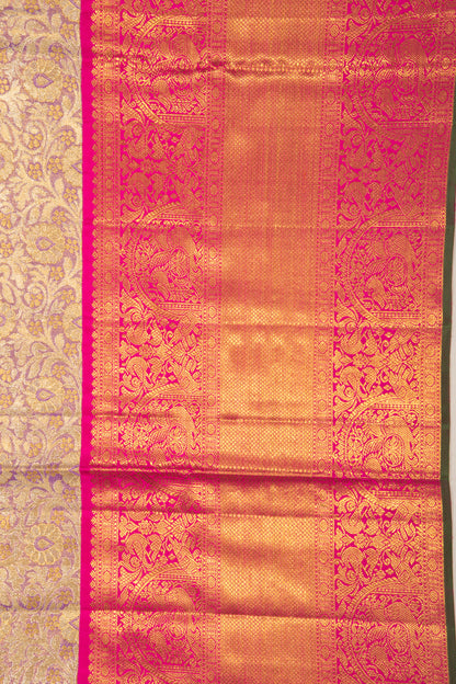 Kanchipuram Silk Tissue Brocade Lavender Saree