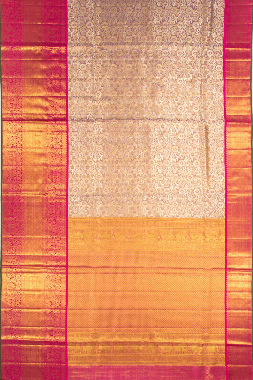 Kanchipuram Silk Tissue Brocade Lavender Saree