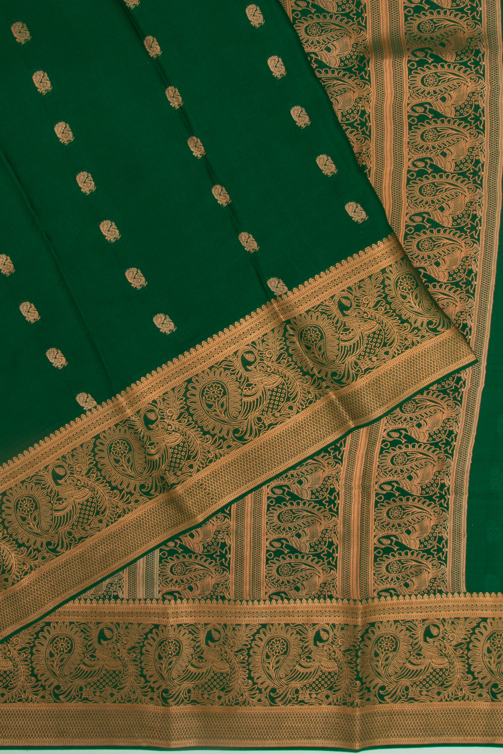 Binny Silk Butta Dark Green Saree