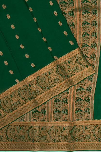 Binny Silk Butta Dark Green Saree