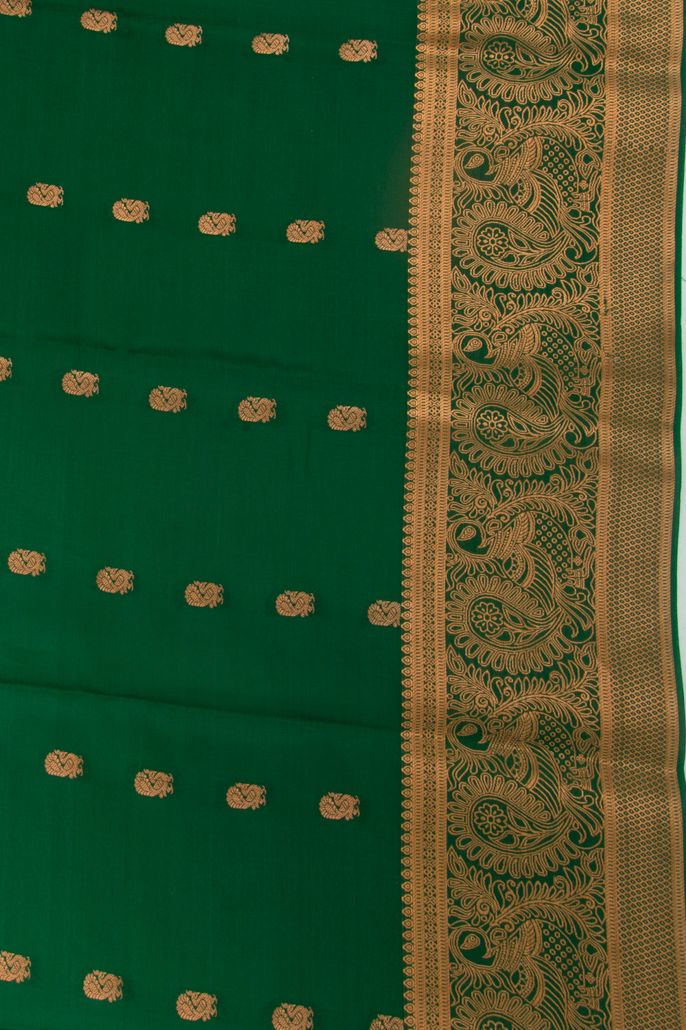 Binny Silk Butta Dark Green Saree