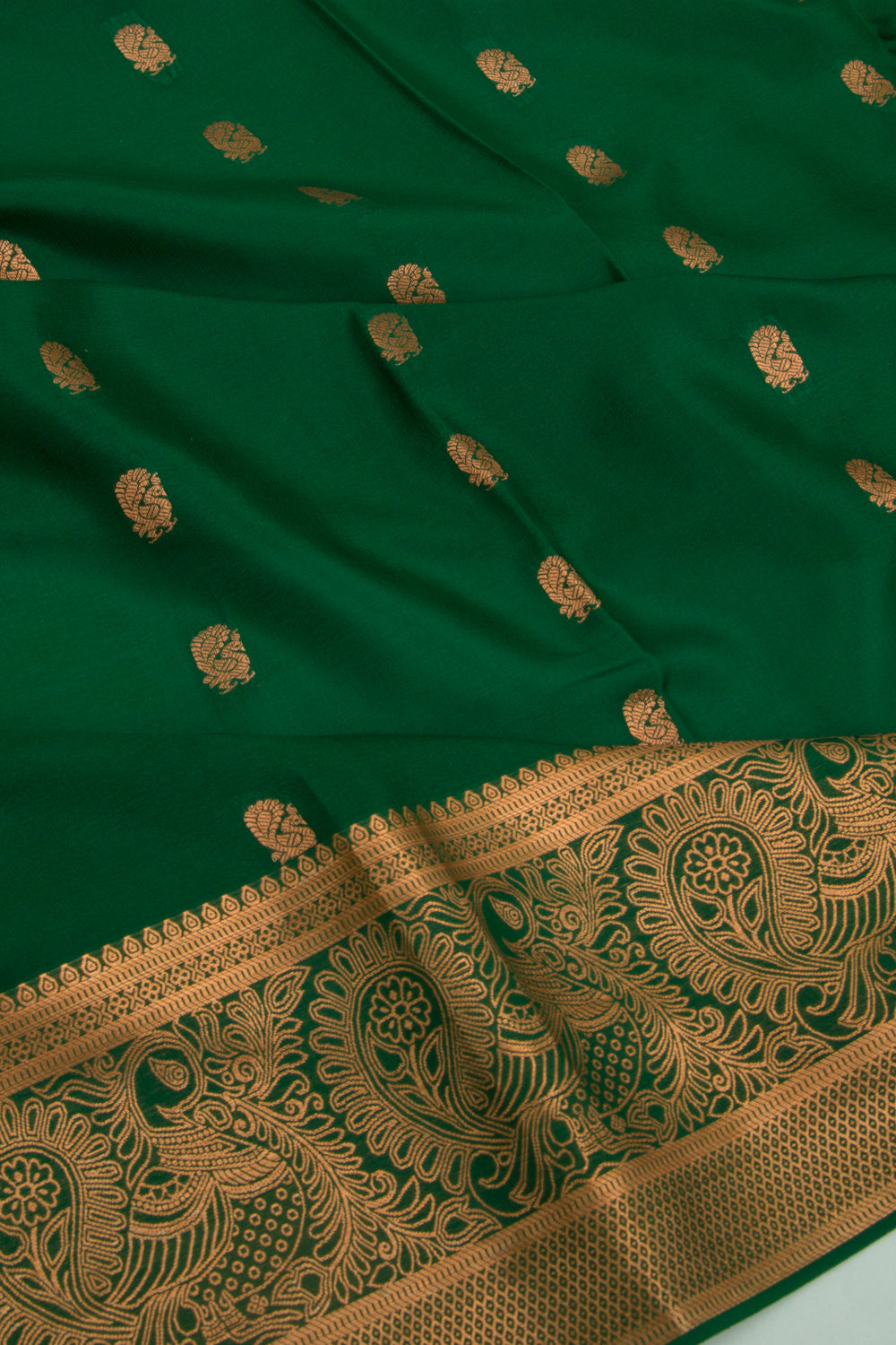 Binny Silk Butta Dark Green Saree