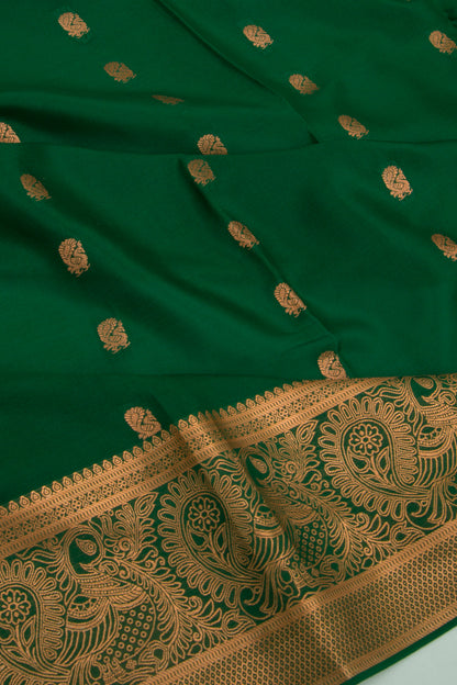 Binny Silk Butta Dark Green Saree
