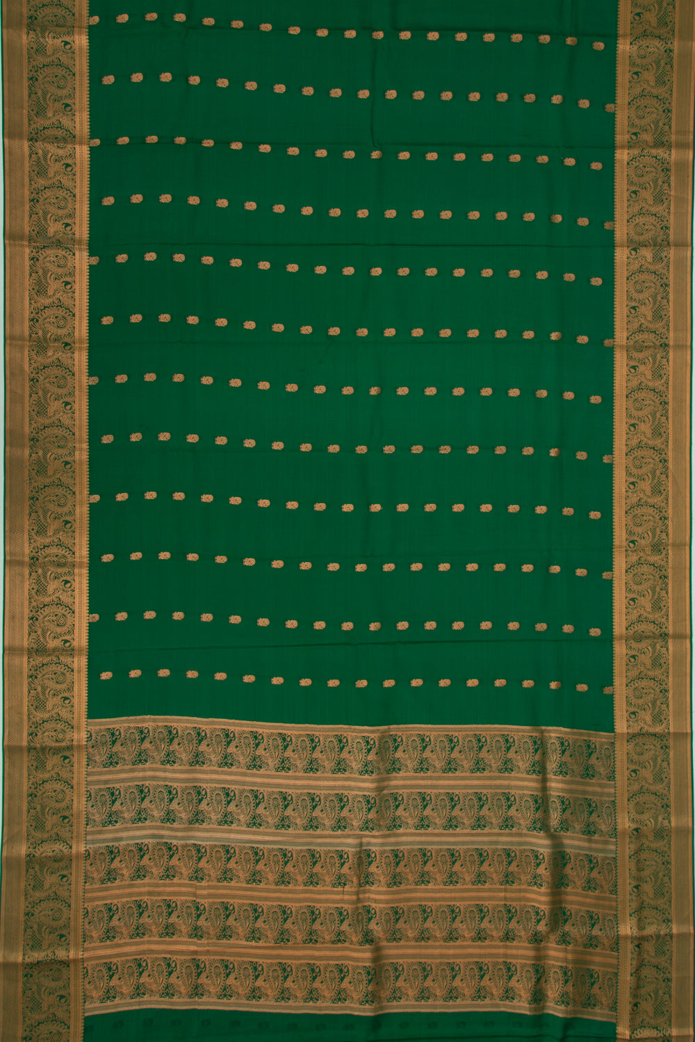 Binny Silk Butta Dark Green Saree