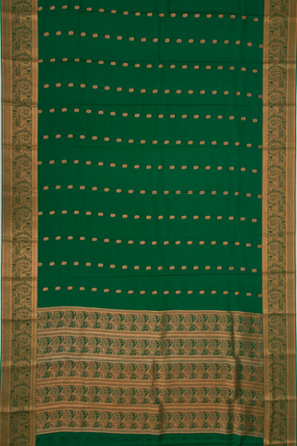 Binny Silk Butta Dark Green Saree