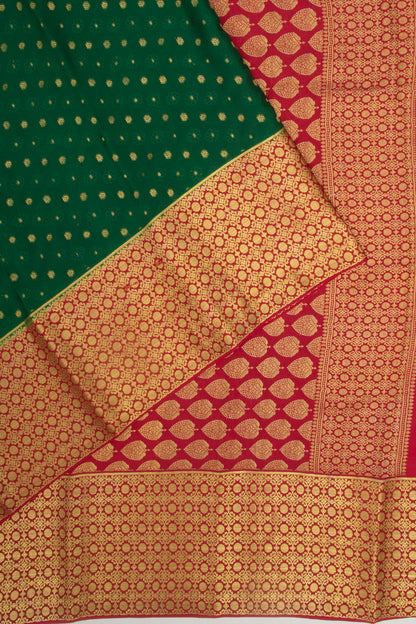 Binny Silk Jacquard And Butta Dark Green Saree