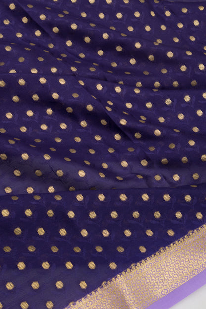 Binny Silk Jacquard And Butta Dark Blue Saree