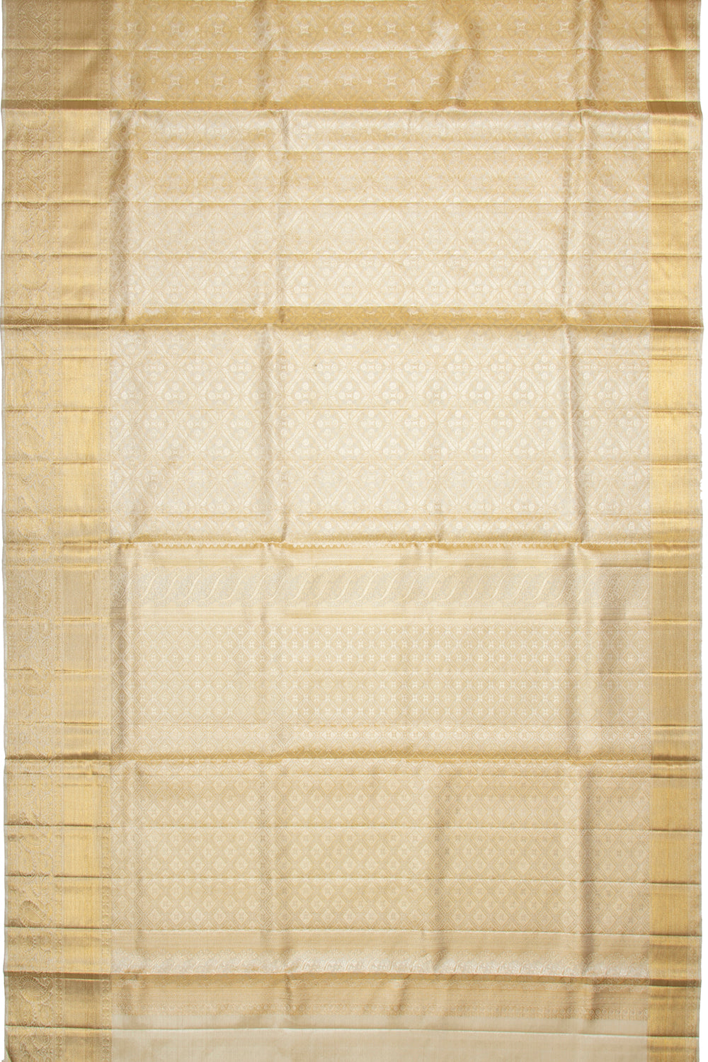 Kanchipuram Silk Tissue Brocade Silver Saree