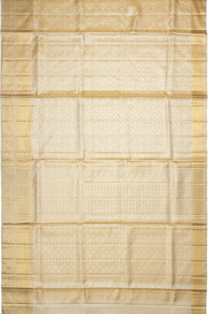 Kanchipuram Silk Tissue Brocade Silver Saree