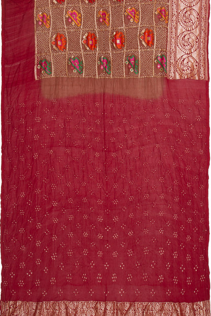 Banarasi Georgette Bandhani Checks And Butta Brown Saree