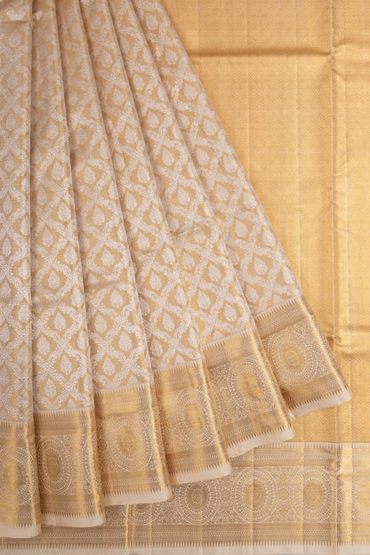 Kanchipuram Silk Tissue Brocade Gold Saree