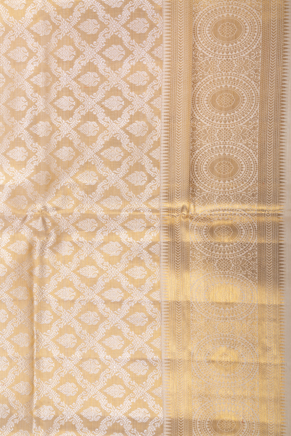 Kanchipuram Silk Tissue Brocade Gold Saree