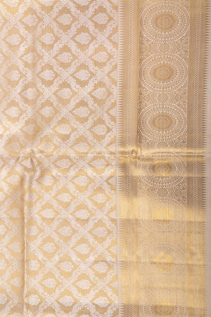 Kanchipuram Silk Tissue Brocade Gold Saree