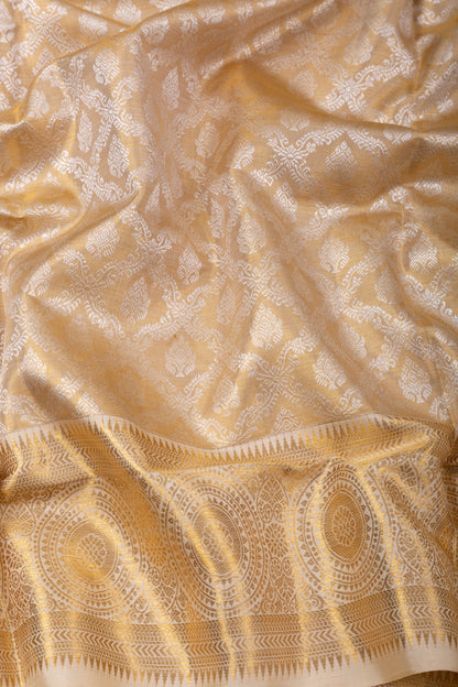 Kanchipuram Silk Tissue Brocade Gold Saree