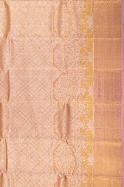 Kanchipuram Silk Tissue Brocade Peach Saree