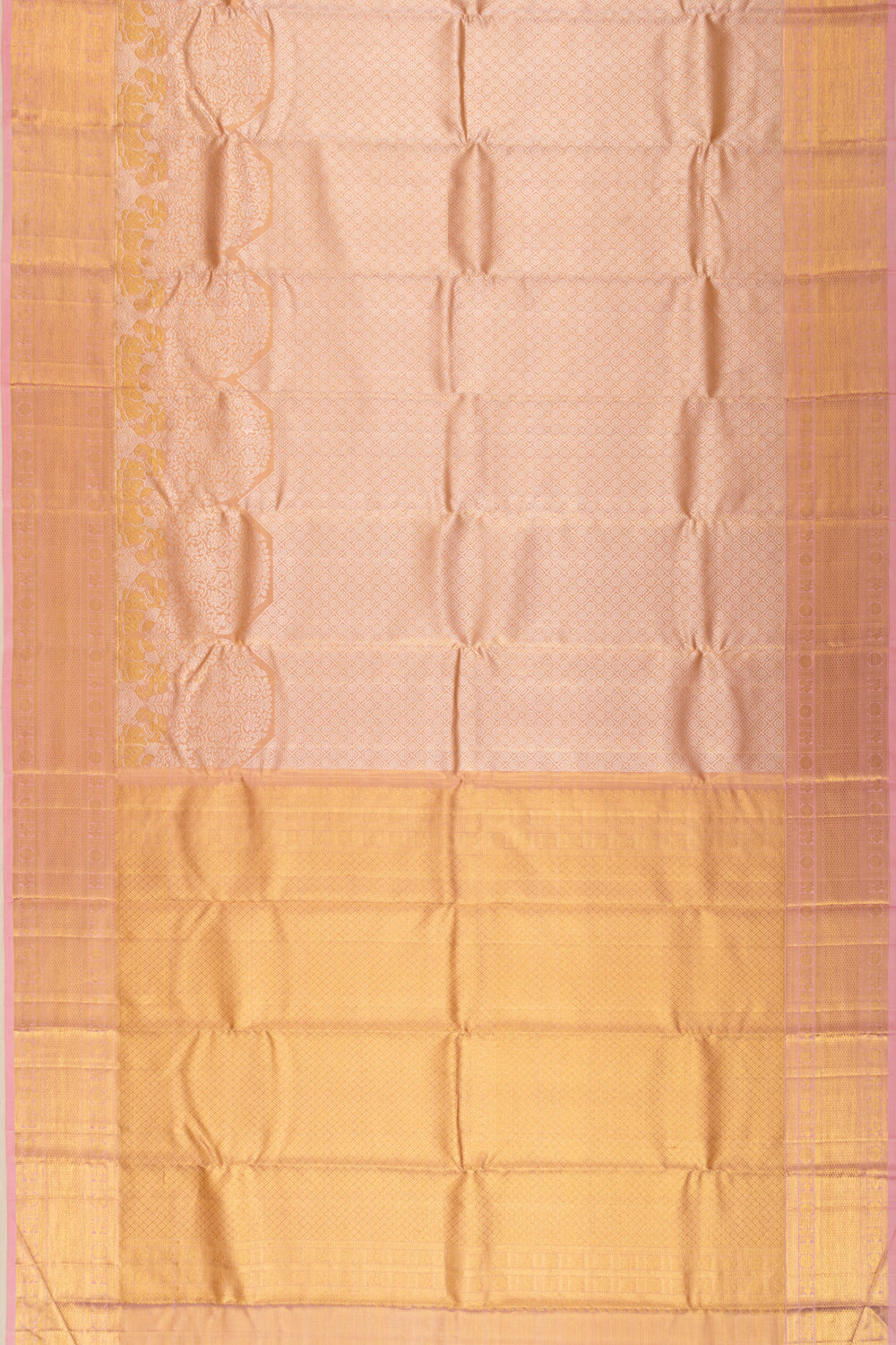 Kanchipuram Silk Tissue Brocade Peach Saree