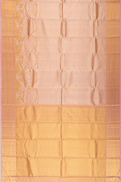 Kanchipuram Silk Tissue Brocade Peach Saree