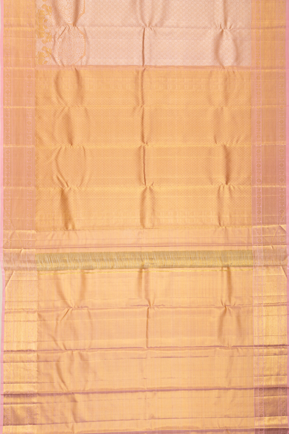 Kanchipuram Silk Tissue Brocade Peach Saree