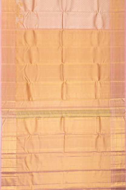 Kanchipuram Silk Tissue Brocade Peach Saree