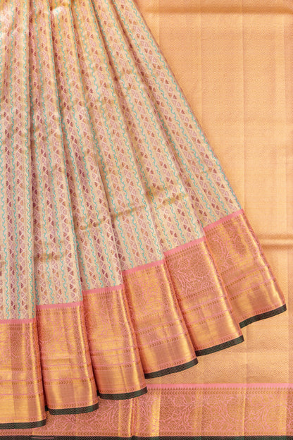 Kanchipuram Silk Tissue Brocade Gold Saree