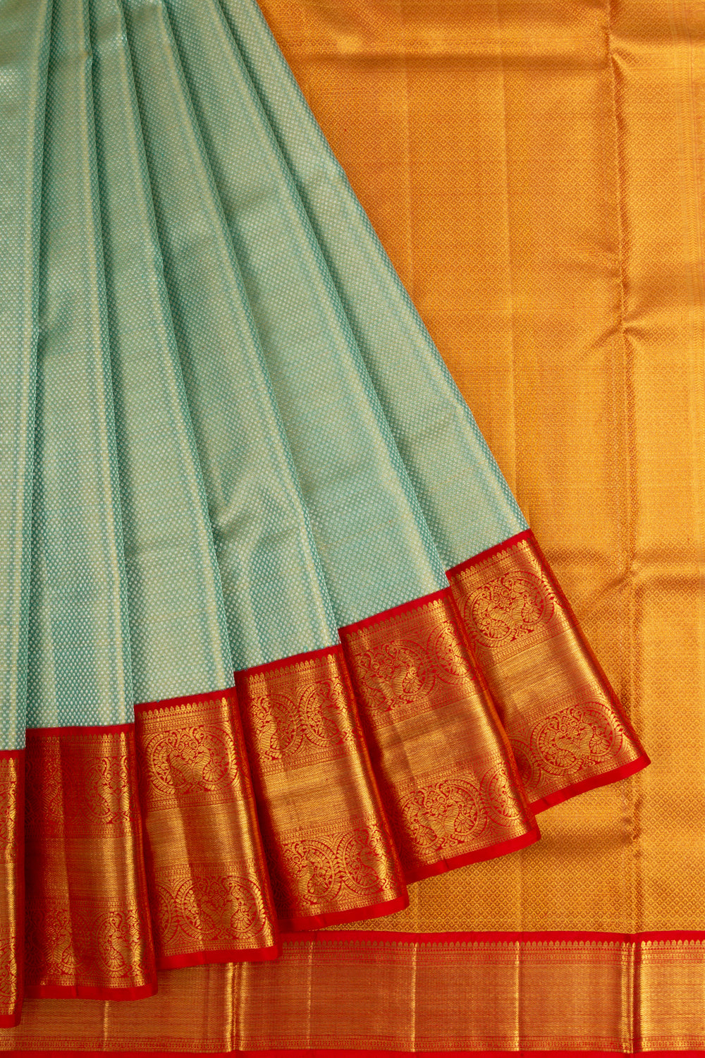 Kanchipuram Silk Tissue Brocade Sea Green Saree