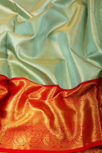 Kanchipuram Silk Tissue Brocade Sea Green Saree