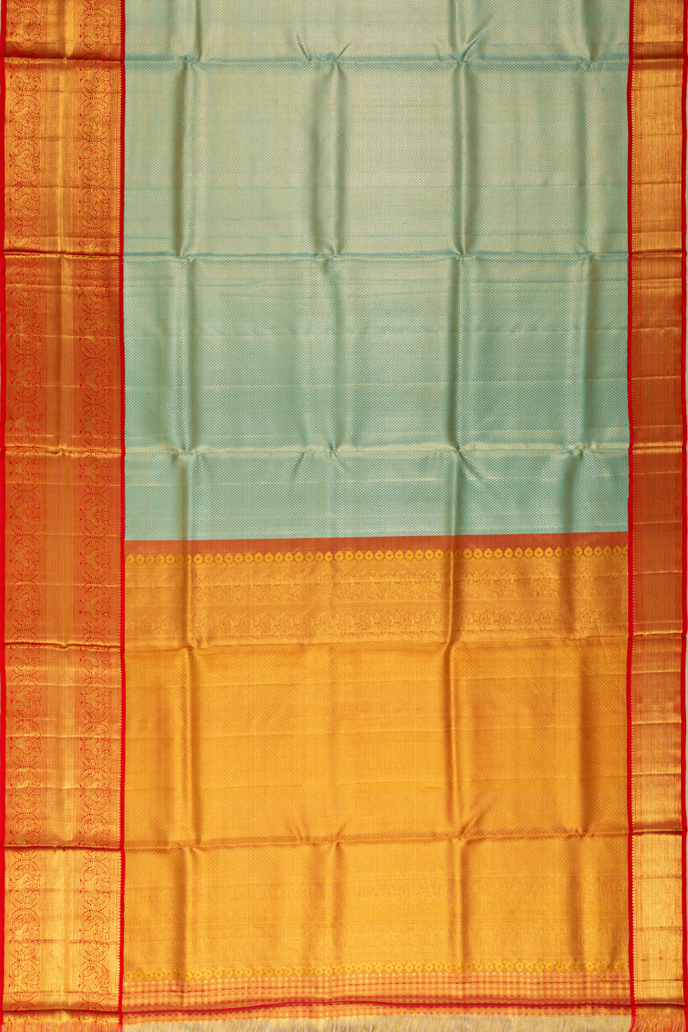 Kanchipuram Silk Tissue Brocade Sea Green Saree