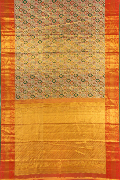 Kanchipuram Silk Tissue Brocade Multicolour Saree