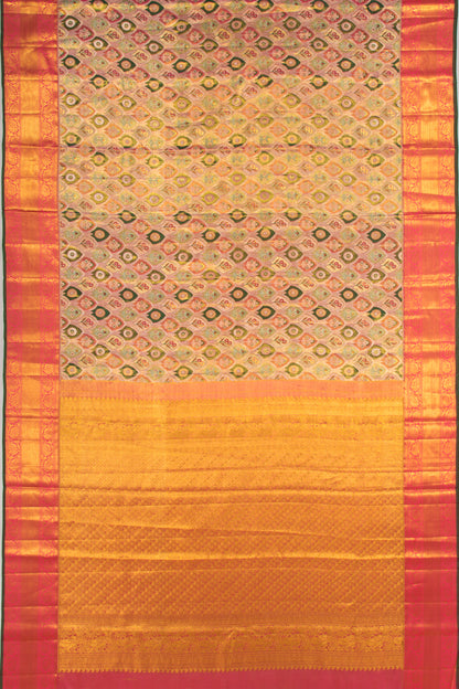 Kanchipuram Silk Tissue Brocade Multicolour Saree