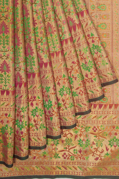 Kanchipuram Silk Tissue Jaal Gold Saree