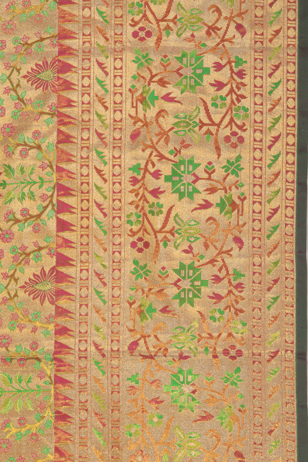 Kanchipuram Silk Tissue Jaal Gold Saree