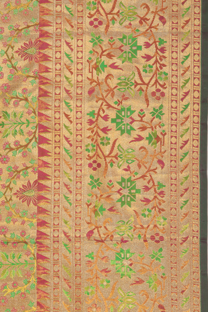 Kanchipuram Silk Tissue Jaal Gold Saree
