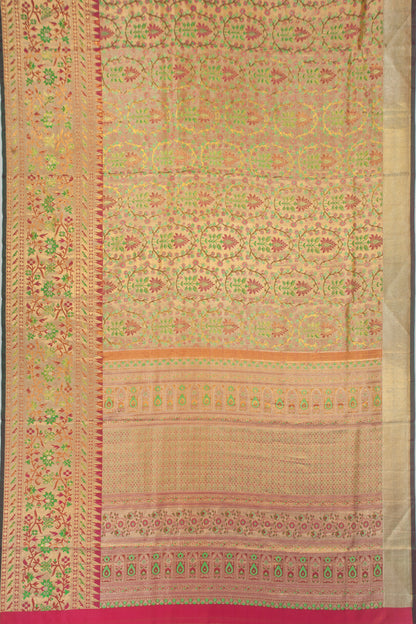 Kanchipuram Silk Tissue Jaal Gold Saree