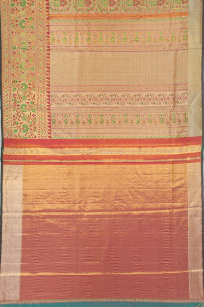 Kanchipuram Silk Tissue Jaal Gold Saree