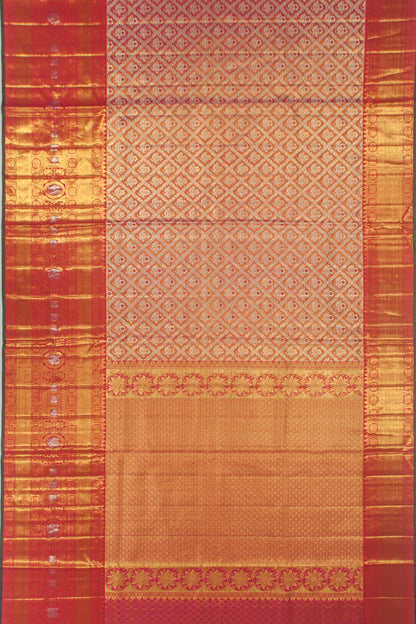 Kanchipuram Silk Tissue Brocade Pink Saree